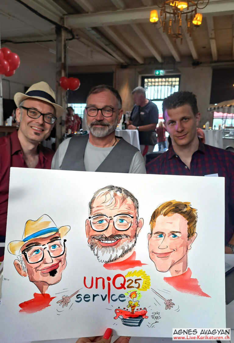 1277, uniQservice ag, Firmenjubilaeum, Oerlikon Zuerich, Alleinunterhalter, Unterhaltung, Kunst, Kunsthandwerk, Firmenevent, Geschaeftsessen, Geburtstag, Hochzeit, Firmenevent, Geschenkidee, Hochzeit, Jubilaeum, Kuenstler, Live Karikaturist, Pensionierung